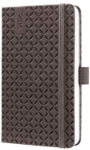 SIGEL J6122 Wochenkalender 2026 A6 braun, Hardcover, Gummiband, Stiftschlaufe, Einstecktasche, 174 Seiten, vegan, Buchkalender, Terminplaner Taschenkalender Jolie