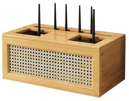 Caja Ocultar Router WiFi Material de Nanzhu Artesanía de Tejido de Ratán Estable y Fuerte El Terreno en Pie es Pequeño Caja Router para Decoración del Hogar(50 * 26 * 21cm)