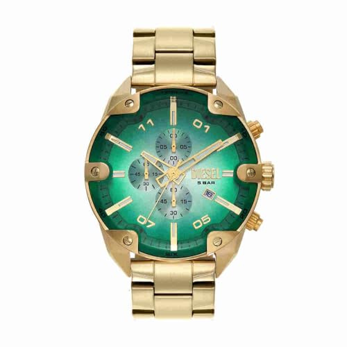 Diesel Spiked-klocka för män, Quartz Chronograph-urverk med armband i rostfritt stål