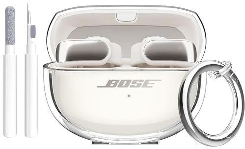 Aircawin for Bose Ultra Open Earbuds Case Clear 2024,Full Protective Shockproof Soft Transparent TPU Cover for Bose Open Ear Wireless Earbud Headphone Accessories with Carabiner and Cleaning Pen-Clear
