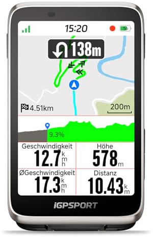 iGPSPORT BiNavi cykeldator, 3,5 tum pekskärmskarta navigering musikkontroll klättringsspetsar, trådlös GPS cykeldator