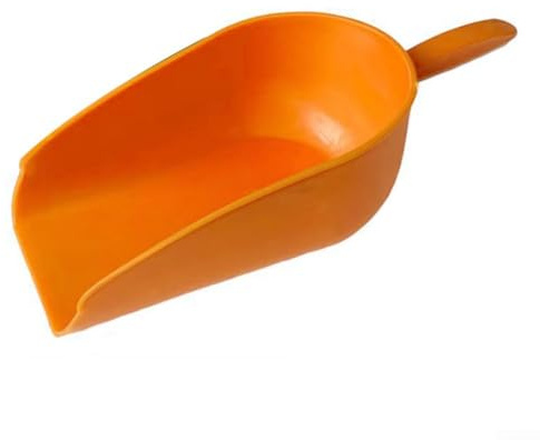 Pala per mangime per animali con grande capacità per uso agricolo, campeggio, giardinaggio e attività domestiche, struttura in plastica con comodo manico (arancione)