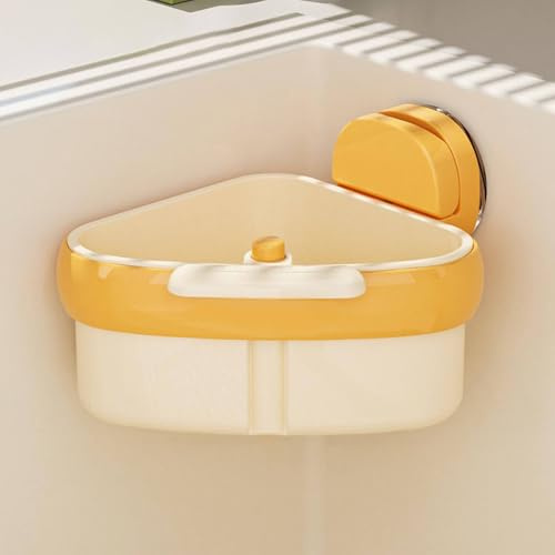 Sink Strainer Basket, 2025 New Upgraded Suction Cup Press Sink Drainer Kitchen Sink Strainer Basket Corner Sink Trash Catcher for Food Waste,Faucet Sponge Storage Rack (Yellow)