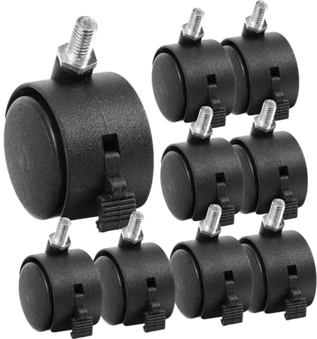 Veemoon 10pcs Black Wear-resistant Office Chair Casters with Threaded Stem Design, Replaceable Nylon and Iron Wheels, Easy to Install Furniture Swivel Casters for Office and Bedroom Use