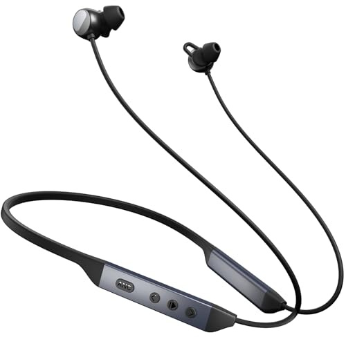 Hybrid Active Noise Cancelling Bluetooth 6.0 Headphones, 5 ENC AI Clear Call Mic Wireless Earbuds, in-Ear Magnetic Neckband Earphones 45H Playtime, IPX6 Sweatproof ANC Headsets for Travel Home Office