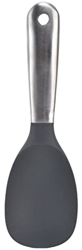Cuchara de arroz con agujero colgante, Mango antideslizante, resistencia a altas temperaturas, cabezal de silicona, suministros de cocina saludables, color negro