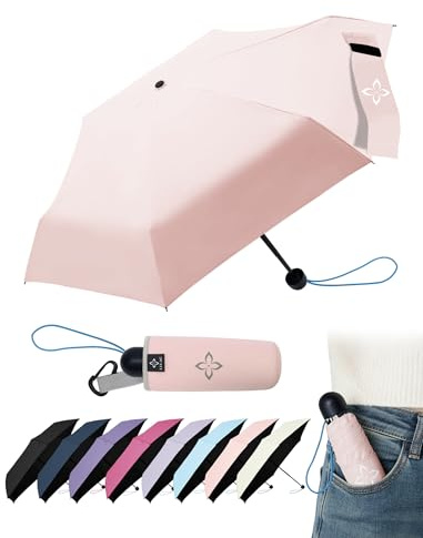 LILAC Mini Taschenschirm & Reiseschirm, kompakter Regenschirm mit 110 cm Abdeckung, windfest, verstärkter Rahmen, leicht tragbar, UPF 100+ Sonnenschutz für Damen, Herren & Studenten
