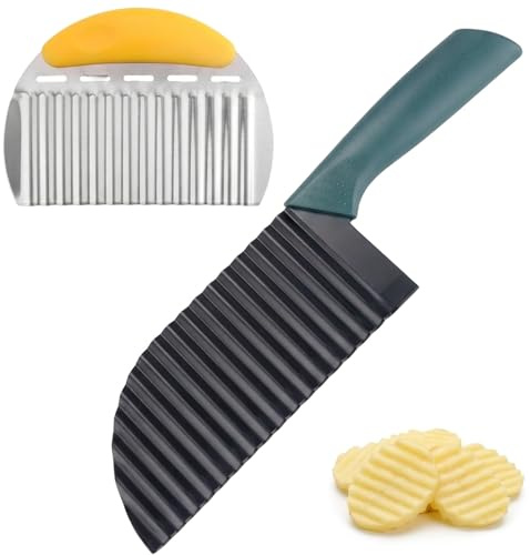 ELYIQI 2 Stück Wellenmesser, Wellenschneider Gemüse, Praktisches für Kreative Speisezubereitung, Ideal für Familienküche, Wellenschneider für Wellige Pommes und Dekoratives Gemüses