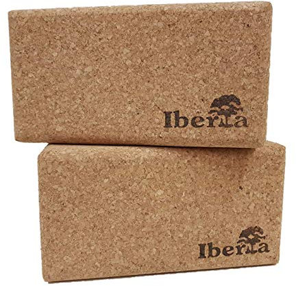 IBERIA Yoga Block 2 Stk. aus ökologischem Kork 227x120x75mm - Zubehör für Yoga Pilates Handstand – Fitnesswürfel Hometrainer