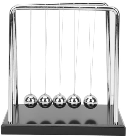 Newton's Cradle, 7.08*4.64*7.28in Pendulum with 5 Balls Physics Science Pendulum Desk Toy Office Desk Decoration