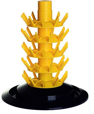 HUGBERT Flaschentrockner Ständer – Flaschenständer zum Abtropfen mit Drehbarem Gestell – Platzsparendes Flaschenabtropfgestell für Effizientes Trocknen von Flaschen - mix Größe (Gelb, für 50 Flaschen)