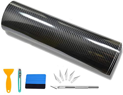 Kaliwa Auto Folie, selbstklebend Autofolie aus Vinyl, flexibel Auto Shutz Folie(300cm*30cm) (6D Schwarz 300 * 50cm)