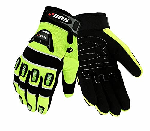 BOSmoto Motorradhandschuhe Fahrrad Sport Gloves Sommer Motorrad Handschuhe XS-3XL (Neon, L)