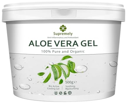 Supremely 100% Pure Aloe Vera Gel 500 Grams | Soothing & Hydrating Multipurpose Gel | Face Body Hair Care Ideal for Sensitive Skin | Pure Freshly Cut From Aloe Farms