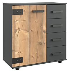 möbelando Kombikommode Stockholm aus Spanplatte in braun mit 4 Schubladen und 1 Türen. Abmessungen (B/H/T) 81x83x41 cm