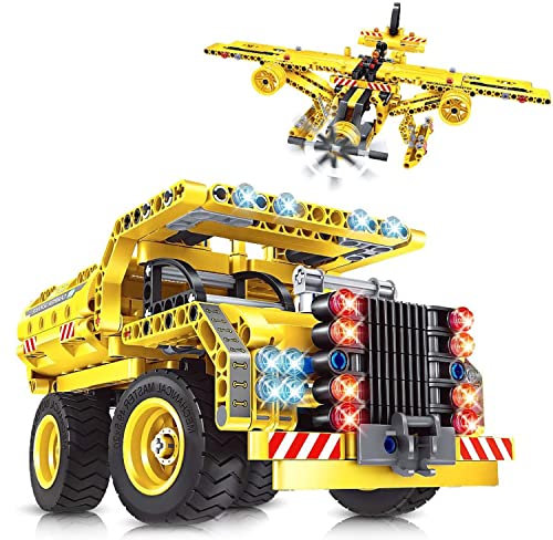 OKKIDY 2 in 1 Technic Flugzeug Lastkraftwagen Bausteine Spielzeug, 361 PCS Konstruktionsspielzeug Bauset ab 6, Auto Spielzeug Geschenk für 6 7 8 9 10 Jahre Jungen und Mädchen