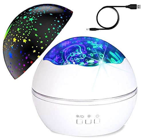 HUKITECH Drehbare Nachtlampe, Himmelsprojektor - Unterwasserwelt - Sterne - 2in1 - USB - 360° drehbar - CE-zertifiziert - Farbe: Rosa
