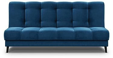 Schlafsofa Nancy Sofa mit Schlaffunktion Bettkasten Polstersofa aus Velour 195 cm Dreisitzer mit Holzbeine, Stoff: Monolith 77 - Marineblau