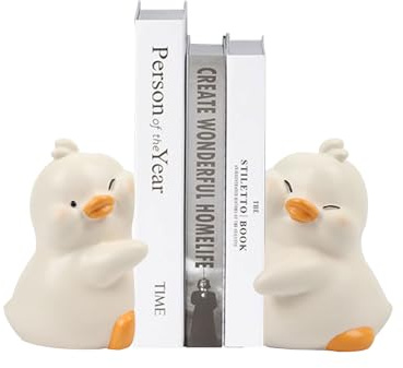 Liebemode Cute Hug Ducks Decorative Bookends, Creative Resin Book Holders Duck Figurines Book Ends for Shelves Home Office Desk Bookshelf Decor