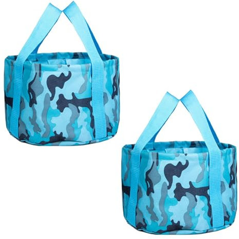 LIMEOW 2 Pezzi Bacinella da Campeggio, Lavabo Pieghevole, Secchio d'Acqua Pieghevole in Tessuto Oxford, Portatile Secchio, per Campeggio, Giardinaggio, Le attività all’Aperto(Blu, 15L) (Blu)