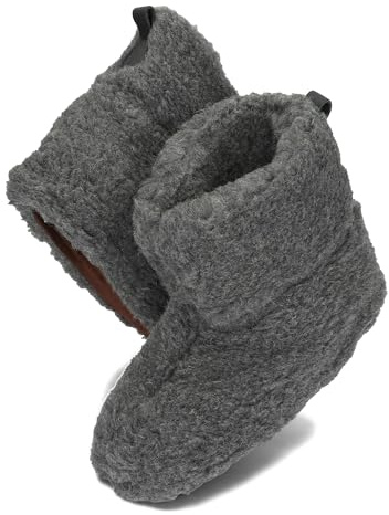 BeComfy Varma Tofflor Damer Herrar Tofflor av Fårull Ulltofflor Unisex Husstövlar med Lädersula Läderhandtag 36-46 EU (Grafit, Europeiska skostorlekar, Vuxen, Numeriskt, Medel, 42)