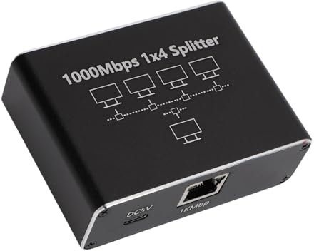 Splitter Ethernet, Adattatore di Rete Switch LAN Ad Alta velocità da 1000 Mbps con Alimentatore di Tipo C, Lega di Alluminio per Dispositivi Cat 8 7 6