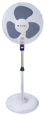 Aspes Ventilador de Pie Blanco y azul, AVP401600OBA. 3 Velocidades, 3 Aspas, Oscilante