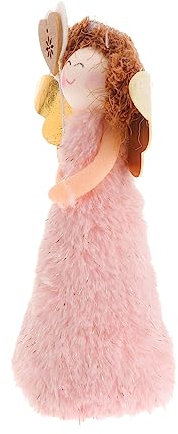 LABRIMP Weihnachtsfigur Dekoration aus PVC und Plüsch Tischdekorationen für Weihnachtsbaum Einfache Handhabung Liebevolle Rosa Figur als Baumspitze für Party und Fest Zufälliger Stil