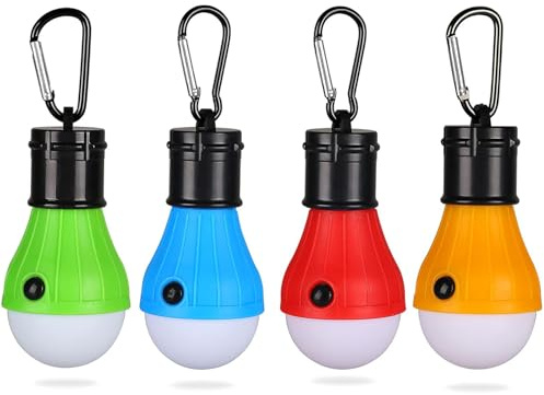 Xrten 4pcs Lampe de Camping, Lanterne de Camping LED, Lampe Camping à Piles 3 Modes D'éclairage, Lampe de Tente Portable avec Crochet pour Camping, Randonnée, Pêche, Chasse
