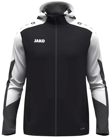 JAKO Unisex Kapuzenjacke Dynamic, schwarz/weiß/anthrazit, L