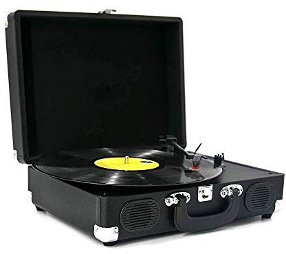 WDWDW Tourne-Disque Portable Bluetooth à 3 Vitesses avec Haut-parleurs intégrés Son Audio de Platine amélioré Comprend Un Stylet supplémentaire Noir