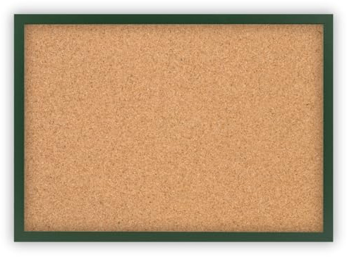 Clamaro Memo, anslagstavla, kork 30 x 20 med ram | mörkgrön | korkvägg med MDF-träbildramar och metallhängare (Qerformat och porträttformat) | inkl. 10 häftstift
