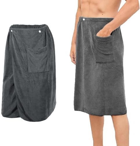 PcvGef Sauna Kilt Männer, 70 x 140 cm, Schnelltrocknendes Saunahandtuch Herren, Grau
