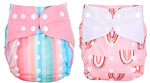 2pcs Baby Windeln atmungsable Waschbar wiederverwendbar für Kinder 3 bis 15 kg Trainingshosen Leckfest Hochwasserabsorption