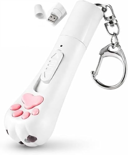 PawnTech - Laser pour Chats - Jouet interactifs pour Chats Et Chiens I Rechargeable par USB avec 3 Modes Réglables I Marque Française (Blanc Neigé)
