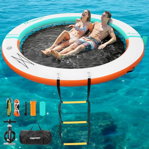 FBSPORT Isola Galleggiante Multi-Persona, Piattaforma Galleggiante Rotonda con portabicchieri, Isola Galleggiante Resistente Antiscivolo per Piscina, Lago e Mare, Dimensioni Opzionali 6/8/10 Piedi