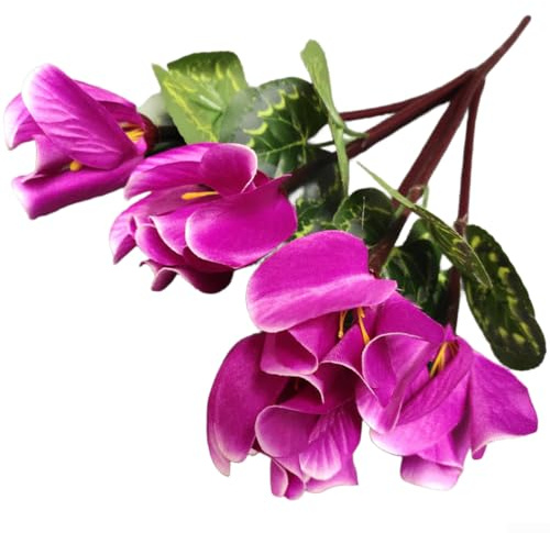 Aprilsunnyzone Composizione di ciclamini artificiali a 7 rami per uso decorativo in spazi moderni minimalisti o di transizione (viola)