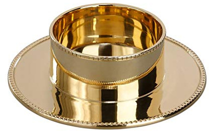 Kerzenhalter Messing Gold poliert (Perlrand) 50 mm, für Taufkerzen, Kommunionskerzen, Trauerkerzen, für Kerzen Ø 5 cm