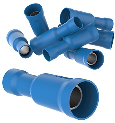 AUPROTEC 50x Rundsteckhülsen 1,5-2,5 mm² blau Vollisoliert PVC weibliche Quetschverbinder FRD Kabel Verbinder aus Messing verzinnt