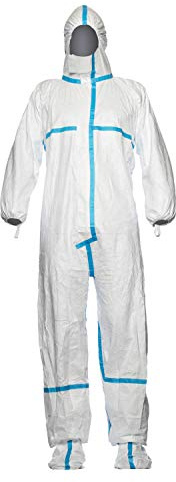 DuPont Tyvek 600 Plus | Chemikalienschutzkleidung mit Kapuze, Socken und Überklebte Nähte, Kategorie III, Typ 4-B, 5-B und 6-B | Weiß | Größe S, 80 Stück