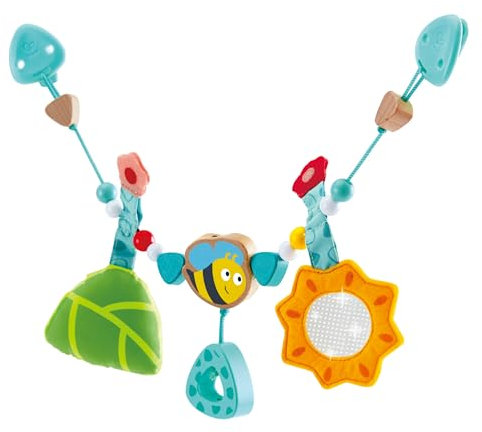 Hape E0021 - KinderwagenketteHummelchen, einfache Befestigung, mit Glocke, ab Geburt Türkis, Orange, Grün