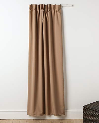 Caravan Door Curtain Fully Lined - 3 pencil pleat Plain 100% Polyester fabric (Dark Beige, 44 Width x 78 Single Door Curtain)