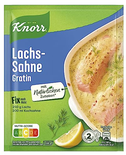 Knorr Fix Würzmischung Lachs-Sahne Gratin für einen leckeren Auflauf mit natürlichen Zutaten 2 Portionen