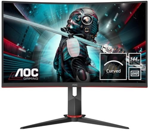 AOC Monitor CQ27G2U/BK- 27 Curved 1500R QHD, 144Hz, 1Ms, VA, FreeSync Premium, 2560x1440, 250cd/m, HDMI 2x2.0, Displayport 1x1.2
