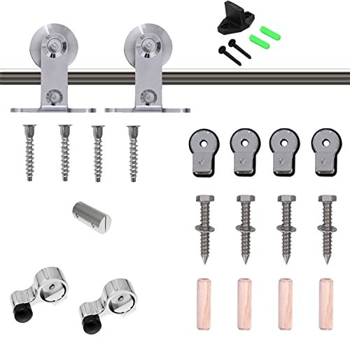 TSMST 152CM/5FT Quincaillerie De Porte Coulissante Kit Porte Coulissante Rail Acier inoxydable