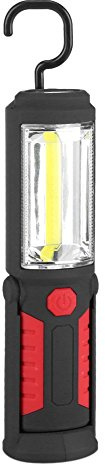 Lampe de poche LED COB rechargeable 3W 2200mAh, lampe de travail d'urgence de camping avec support magnétique et crochet pivotant(Red)