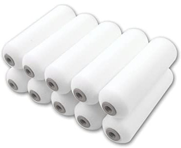 ROLLINGDOG Mini Schaumstoff Farbrollerbezug - 10 Stück 100 mm mit Hochglanzbeschichtungen auf glatten Oberflächen