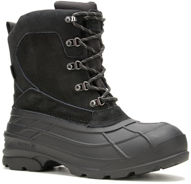 Kamik Fargo 2 Wide Snow Boots for Men - Insulated Winter Shoes for Men with HEAT-MX Lining - Seam-Sealed Waterproof Mens Winter Boots - Non-Slip Traction - Black - 12