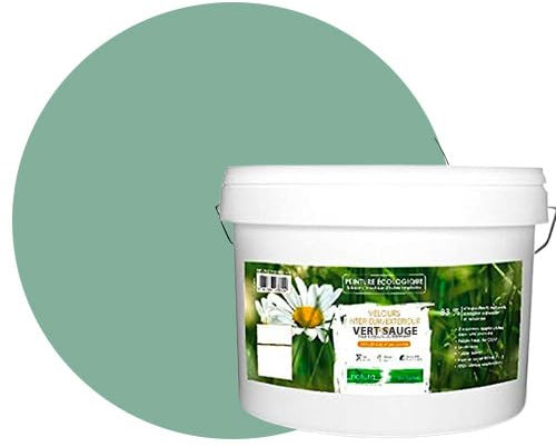 Natura Eco-Friendly Interior Exterior Velvet Look Natural Paint - 10L / 130m² [Energieklasse A+], Salbeigrün