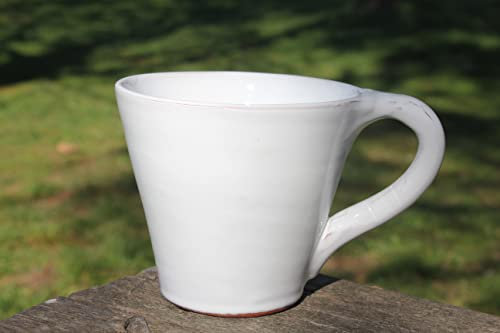 TAZA GRANDE DE CERÁMICA ARTESANAL BLANCA VINTAGE. Creado por un artesano de España. Calidad. ENVÍO GRATIS.